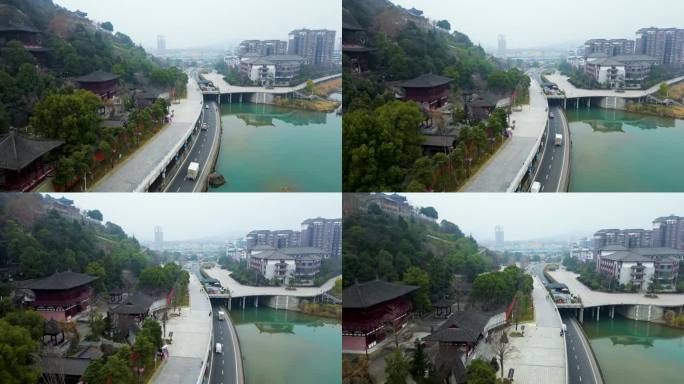 广元皇泽寺景区航拍风景