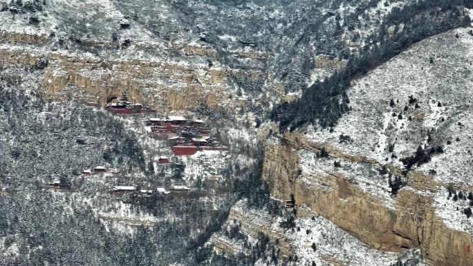 北岳恒山冬季雪景航拍