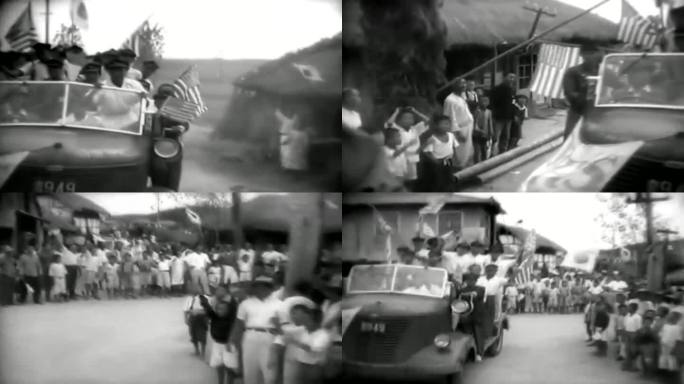 1945年朝鲜民众欢迎美军
