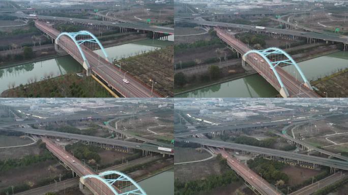 4K原素材-上海金山区龙泉港桥