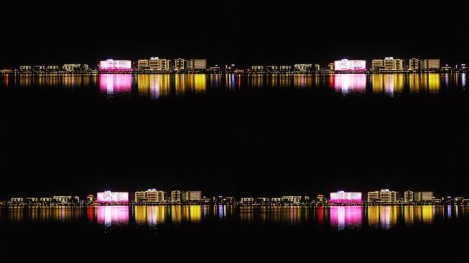 拉萨河边夜景 拉萨柳梧新区 柳梧新