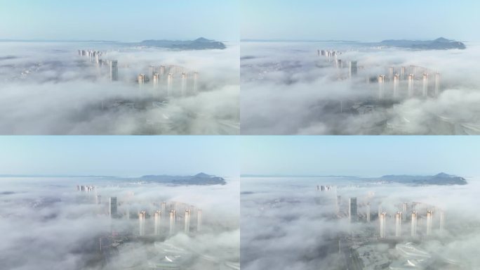 城市平流雾航拍延时