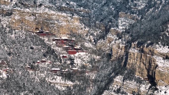 北岳恒山冬季雪景航拍