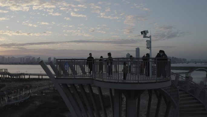 厦门 翔安 下潭尾湿地公园 观鸟台 日落