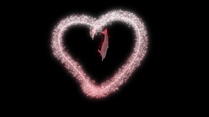 4K 海豚描绘爱心粒子特效-带通道