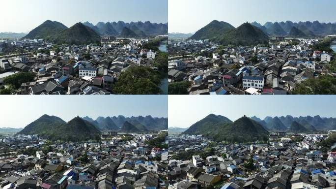 航拍位于广西柳州鹿寨的中渡古镇