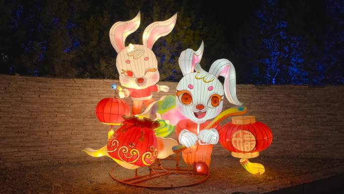 北京春节过年正月十五元宵节兔年花灯