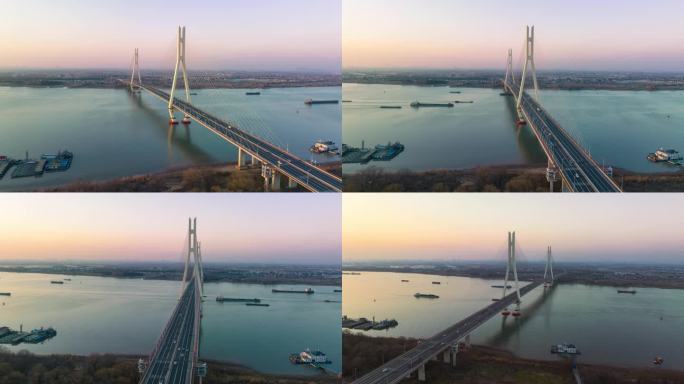 南京长江二桥航拍延时摄影