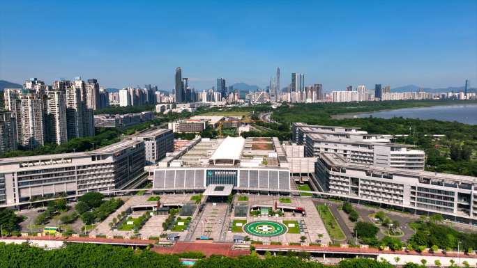 深圳福田区香港大学深圳医院大气航拍