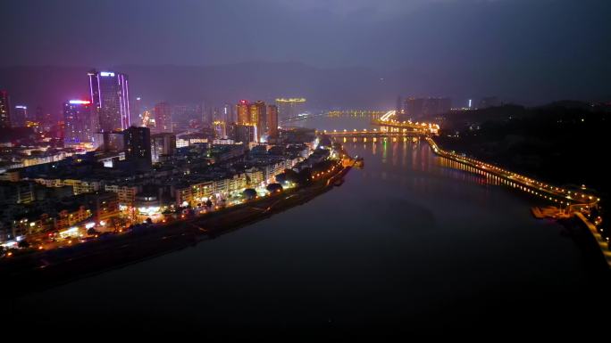 冬季广元航拍城市夜景