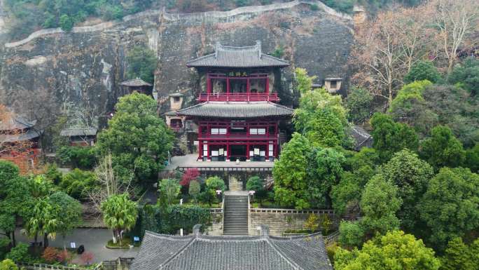 广元皇泽寺景区航拍风景