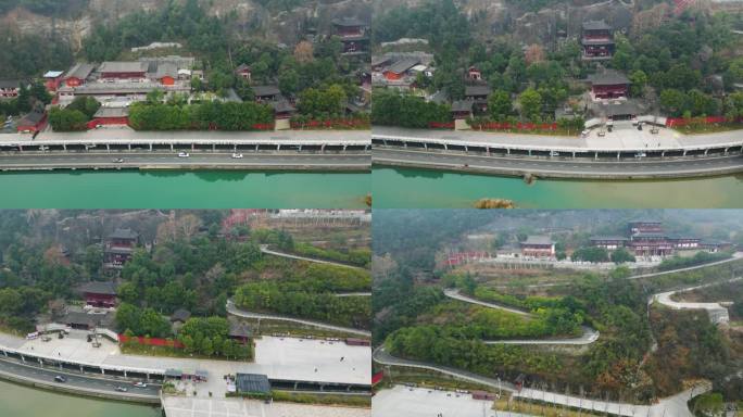 广元皇泽寺景区航拍风景