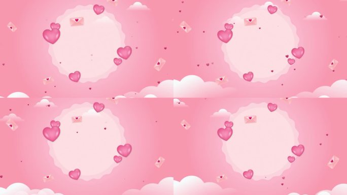 粉色桃红心形爱心视频背景