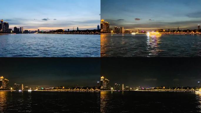 广州珠江延时摄影，黄昏与夜晚的交接