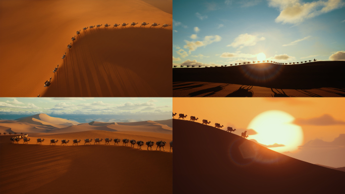 一帶一路沙漠駱駝絲綢之路