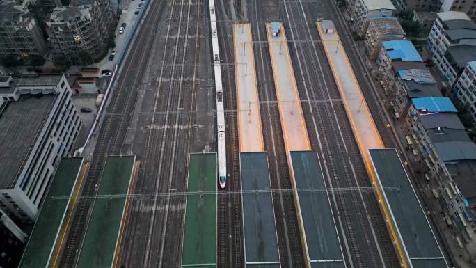 冬季广元高铁站风景航拍