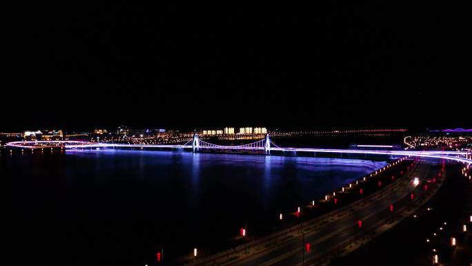 柳梧新区夜景 旅游区 大桥灯光效果