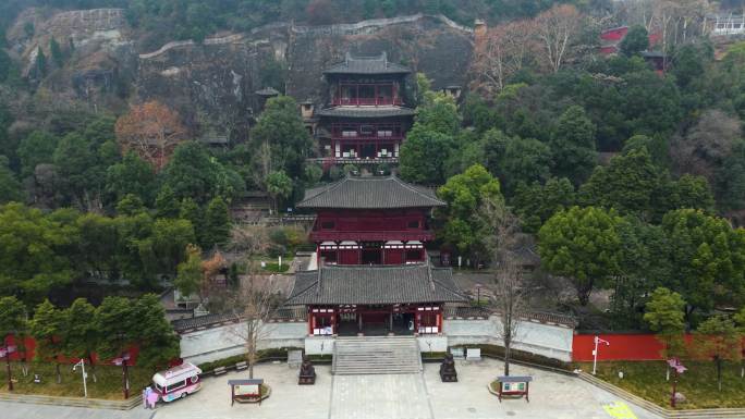 广元皇泽寺景区航拍风景