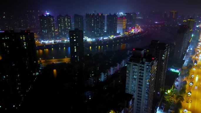 冬季广元航拍城市夜景