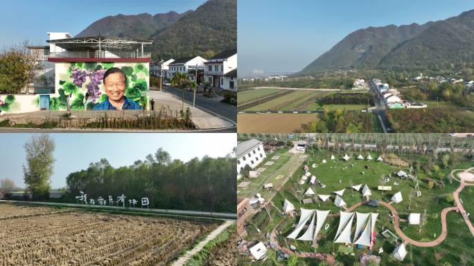 西安鄠邑户县蔡家坡艺术节乡村旅游航拍4k