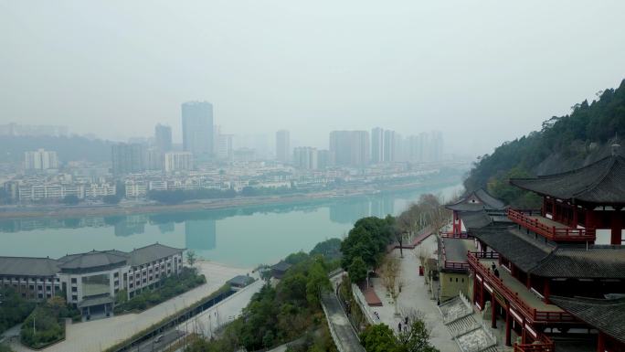 广元皇泽寺景区航拍风景