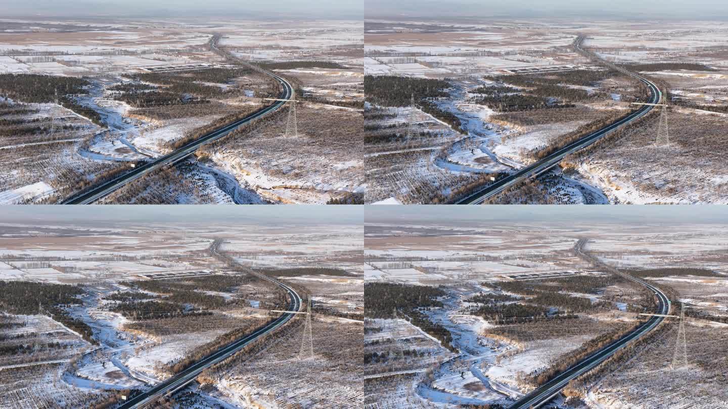 冬季高速公路航拍