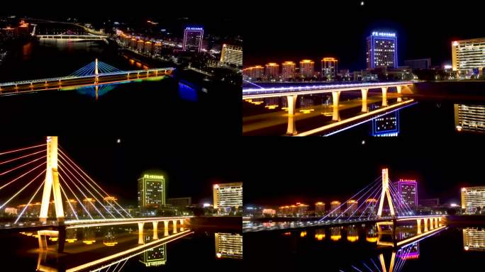 城市夜景 城市延时 航拍大桥 夜晚 景色