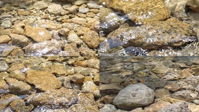 阳光照在石头上 溪水 清澈的河水 酒水