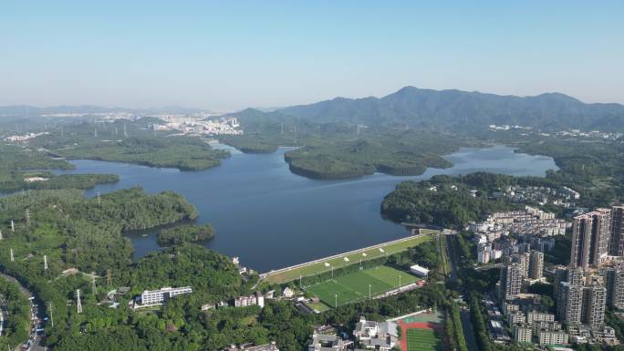 深圳南山区西丽水库航拍