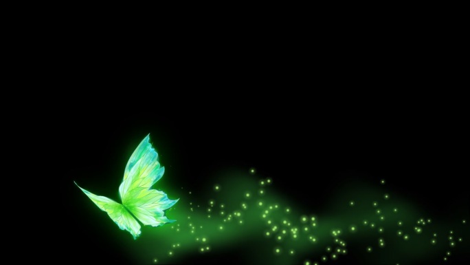 绿色蝴蝶飞舞粒子拖尾带透明通道