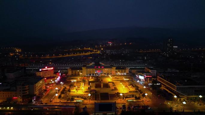 冬季广元航拍城市夜景