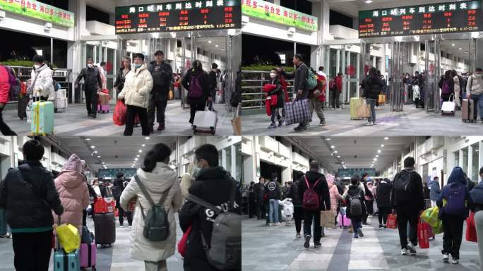 火车站出站人流，春节返乡高峰