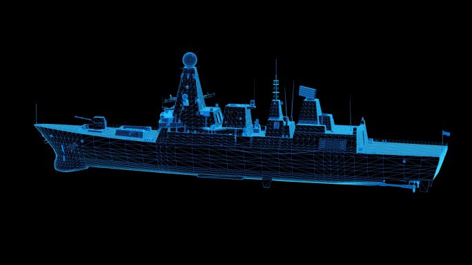 蓝色科技线条军舰驱逐舰通道素材