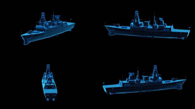 蓝色科技线条军舰驱逐舰通道素材