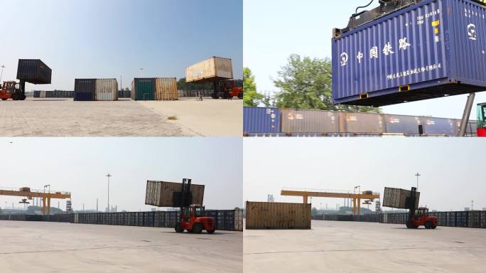 国际陆港装卸集装箱