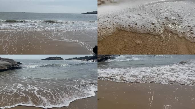 海边沙滩上晶莹的浪花