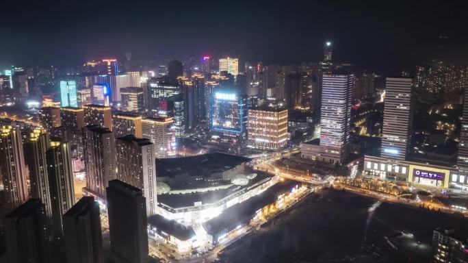 大连高新园区夜景航拍延时