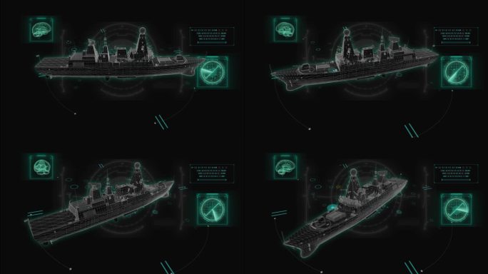 HUD科技界面军舰驱逐舰展示素材