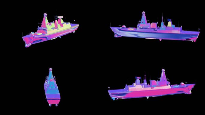 赛博朋克元宇宙军舰驱逐舰动画通道素材