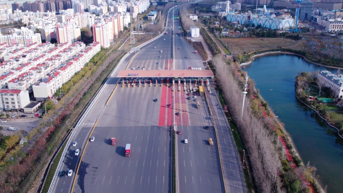 高速路收费站航拍