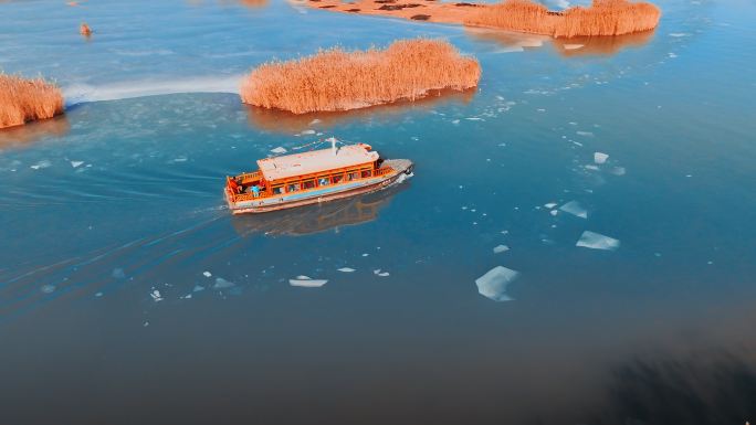 宁夏沙湖冬季4K航拍