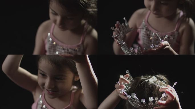 跳芭蕾的小女孩戴王冠