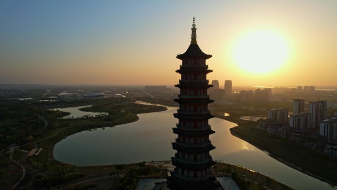 江西樟树市 夕阳下的永泰塔