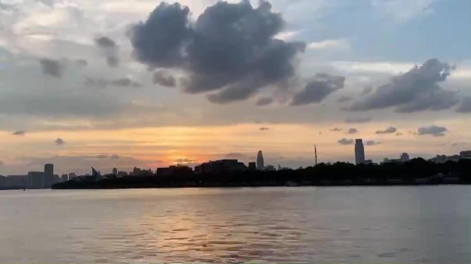广州珠江边延时摄影，日落延时摄影