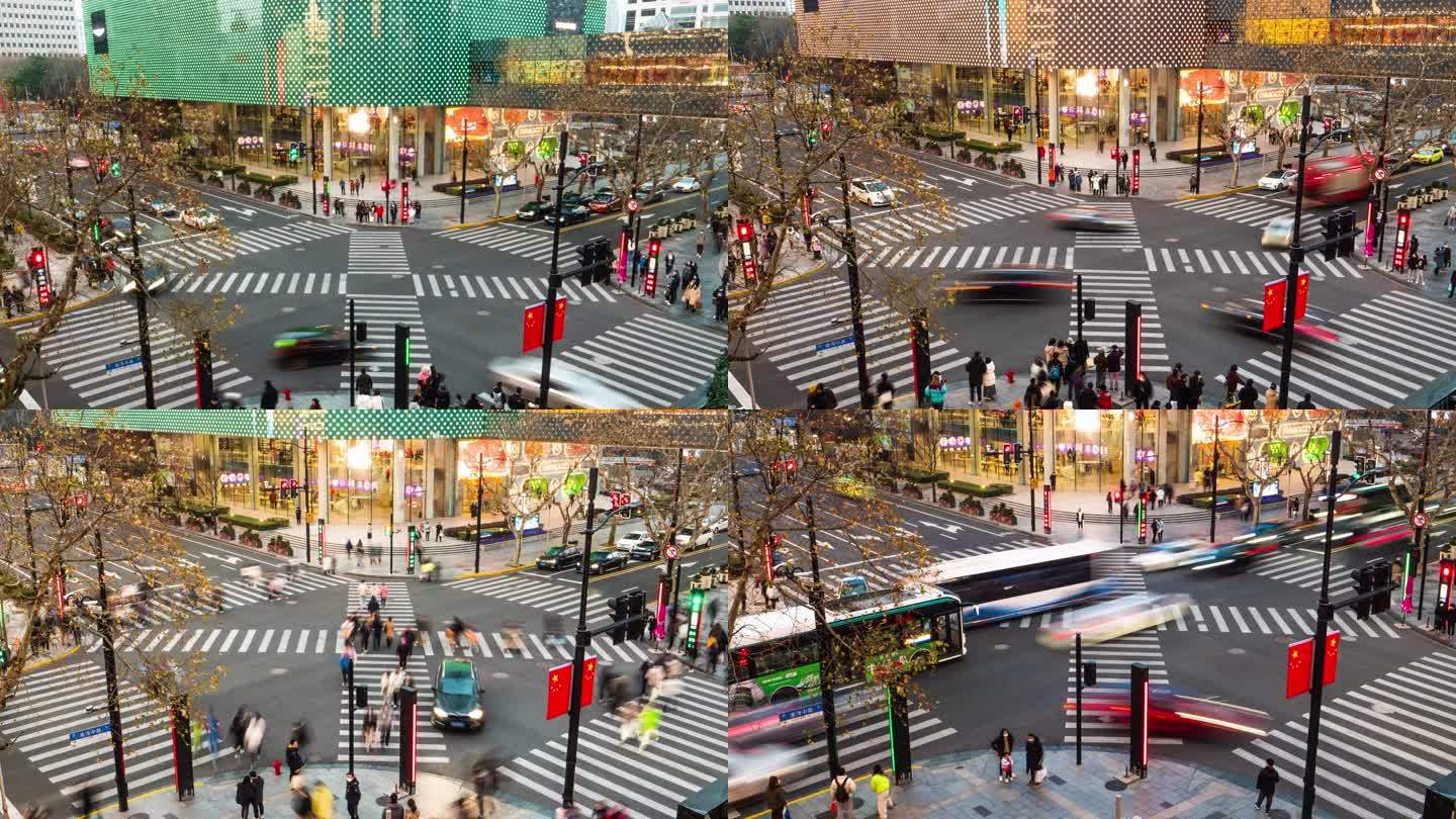 上海黄浦区淮海中路黄陂南路过马路人流