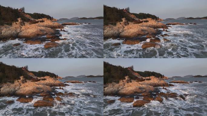 原创 福建漳州东山岛海浪拍打岩石自然风光