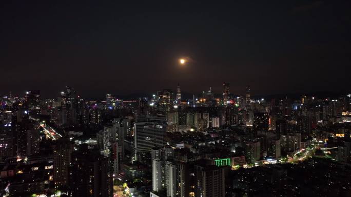 深圳宝安南山月亮航拍夜景