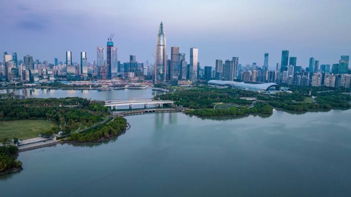 深圳人才公园日出日落夜景延时素材