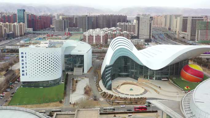 航拍内蒙古博物院、科技馆、艺术剧院