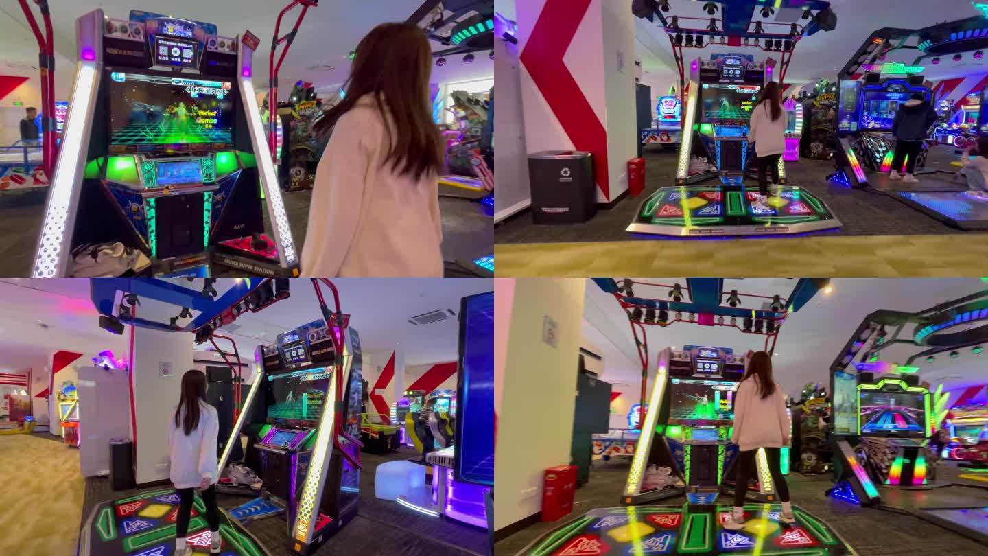 【4K环绕运动】实拍电玩城女孩玩跳舞机